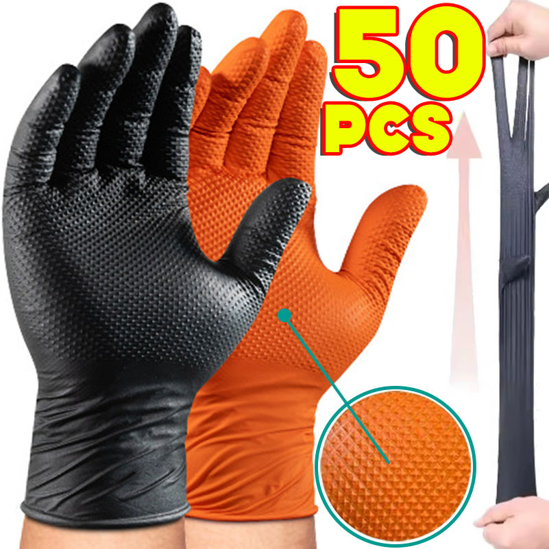 Nitrile Mechanic Glove - Wytrzymałe pomarańczowe rękawice nitrylowe 8Mil Przemysłowe